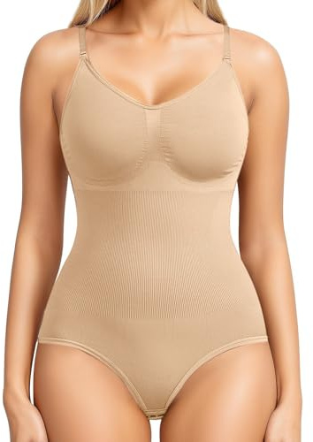 Neteson Shapewear Damen Body Shaper Shaping Miederbody Bauchweg Bodysuit Formende Damen Sculpting Body Stark Formend Vielseitige mit Verstellbarer Schultergurt