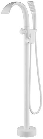 XRPOUXMTE Robinetterie de Salle de Bain Cascade pour Baignoire îlot, mitigeur de Baignoire monotrou avec Bec pivotant à 360°, Blanc