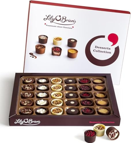 Lily O Brien Chocolate Desserts | 30 Chocolates 400g | Milk, White & Dark Chocolate Gift Selection Box - Christmas, Birthday, Valentine, Fathers Day, Mothers Day