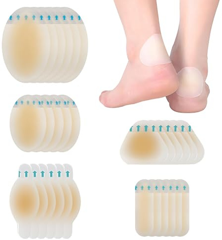 VEGCOO 22Pcs Vendas de Gel Blíster para Pies, Apósitos Para Ampollas, Invisible Hydrocolloid Gel Blister Bandages, Parches Prevención De Ampollas En Pies, Dedos y Talones