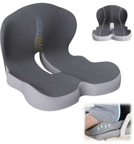givuaime Rutschfester Sitz aus Memory-Schaumstoff, 2025 Neuest Rücken und Sitzkissen, Sitzkissen Orthopädisch mit Rückenstütze und L-Förmige Lordosenstütze, für Bürostühle Autositze (Grau)