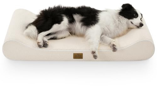COZY KISS Cama para Perros Lavable, 114x76x15cm, con Borde Elevado - Colchón Ortopédico para Perros en Forma de Barco, Impermeable y Antideslizante, Adecuada para Mascotas hasta 43kg, Beige