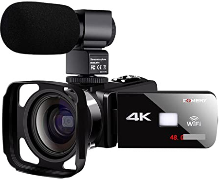 18X Zoom 4K UHD Caméscope Diffusion en Direct Webcam Caméras Vidéo Professionnelles for La Photographie Extérieure IR Vision Nocturne Cadeau pour débutants(32G SD Card)