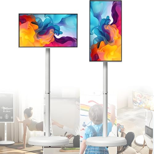 HajMyrdonyx Televisor Inteligente Portátil Pantalla Táctil, Televisor 1080p, S istema Operativo Android, 8Gb Ram + 128Gb Almacenamiento, Tableta TV Giratoria con Control Remoto 24inches