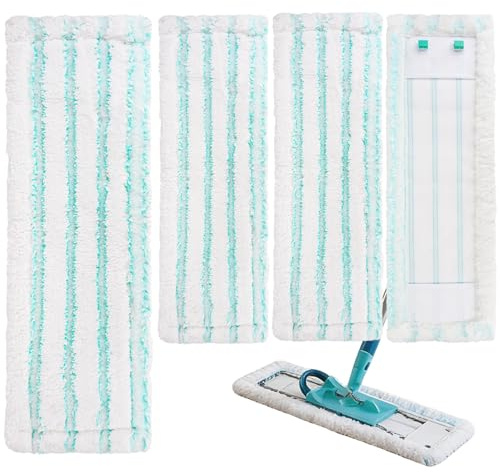 4 Stück Ersatz-Wischbezüge für Leifheit Profi XL Micro Duo / Cotton Plus | Bodenwischer Ersatzbezug Mikrofaser Ersatzbezüge für Alle Böden,Verdickt Bodenwischer Bezug Hohe Saugfähigkeit