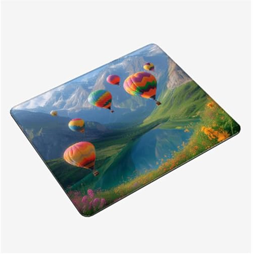 Alfombrilla Ratón Paisaje Mini Mousepad 40x30cm, Globo Alfombrilla Gaming, Tapete Escritorio con Bordes Cosidos, Protector Escritorio con Base Goma Antideslizante Oficina Accesorios Gaming S0-690