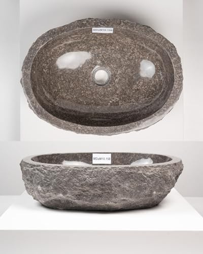 50 cm Marmor-Stein-Waschbecken Erosi grau Muster Aufsatz-Hand-Waschbecken Badezimmer-Naturstein-Waschbecken Stein-Waschschale WOHNFREUDEN