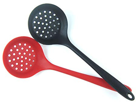 aqxreight Spatola per Schiumarola con Fessura in Silicone Spatola Leggera Cucchiaio per Schiumarola con Fessura in Silicone Leggero, Filtro da con Manico e Facile da Usare, per Filtrare la del (rosso)