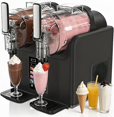 Máquina De Granizados De Doble Cabezal, Máquina De Batidos Comercial De 430 W, 7 Programas Preestablecidos Y Dos Depósitos Mezcladores Independientes De 2 L, Para El Hogar, Fiestas(Black)