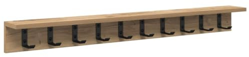 mtlskopl Wandgarderobe Artisan-Eiche 100 x 10,5 x 10,5 cm, Wand-Kleiderständer mit Haken und Ablage aus Holzwerkstoff, Moderne Garderobenleiste für Flur und Diele, Platzsparende Wandmontage
