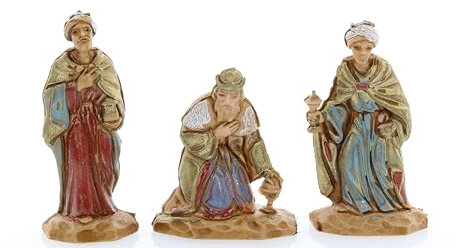 Moranduzzo Trio des Rois Mages Adapté pour Crèche de 3,5 cm Échelle 1:50 – Micro 3,5 – Figurine Indestructible, Style XVIIIe, Finition à la Main, Sculpteur M. Landi, Fabriqué en Italie