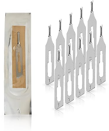 May Set: 10 Hohlmeißelklingen Fig. 1 für Skalpellhalter Fig. 3 | 10x sterile Hohlmeißelklingen Figur 1 aus Karbonstahl für die Podologie, passend für Halter Fig. 3