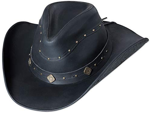 STARS & STRIPES Läderhatt västerländsk cowgirl utomhus »Dundee« svart