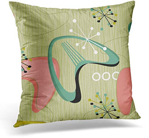 Awowee Cushion Cover 45x45cm/18x18inches Retro Inspired Stars and Boomerangs Each Item Is Grouped Home Decor Throw Pillow Cover Square Pillowcase for Bed Sofa
