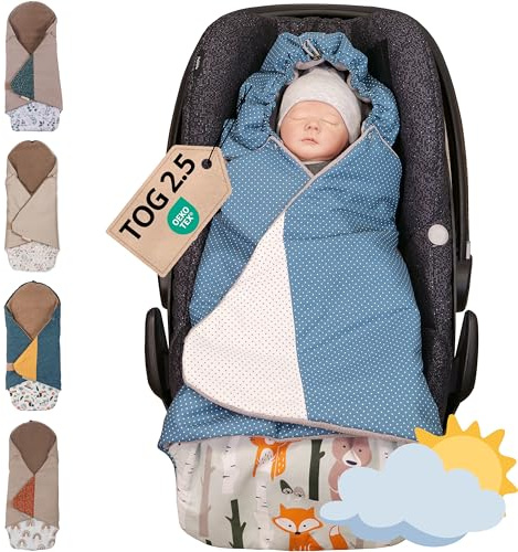 ULLENBOOM Einschlagdecke für die Babyschale - Ideal für Herbst & Winter | TOG 2.5, Oberstoff: 100% Baumwolle, gefüttert, OEKO-TEX zertifiziert, Einfaches öffnen & schließen, Made in EU, Waschbar