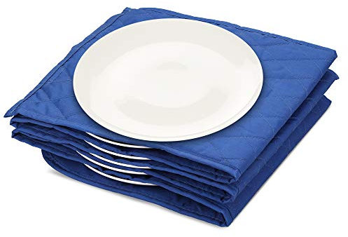 Navaris XXL Tellerwärmer elektrisch - 34 x 30 x 3 cm - für bis zu 10 Teller mit je 32 cm Durchmesser - 200 Watt - Gastro Teller Wärmer in Blau