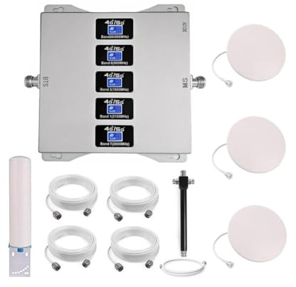 KKBSTR Amplificateur Reseau Mobile Amplificateur GSM 5 Bandes | Améliorez 2G/3G/4G/partie 5G, Trois Antennes D'intérieur