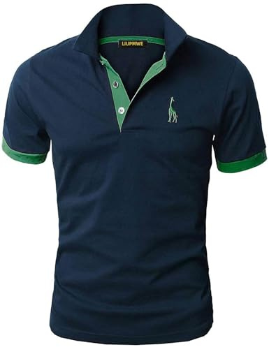 LIUPMWE Polo Manga Corta Hombre Camiseta Básica de Verano con Bordado de Jirafa de Golf Costura