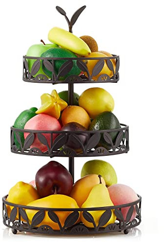 Ouseen Cesto di frutta a 3 livelli per cucina in Metallo, portafrutta, cestini portafrutta rimovibili Supporto per banconi Tavolo da pranzo controsoffitto della cucina