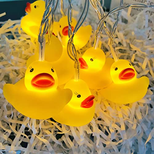 Riaxuebiy Cute Duck String Lights Duck Shape Lanterns Battery Operated 5.4FT 10LED Fairy Light for Kids Room Party Christmas Decorative (Yellow)