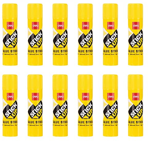 DELI Sticks Up Klebestift, PVP, 8 g, ohne Lösungsmittel, 12 Stück