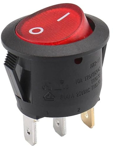 AUTOZOCO Interruptor redondo basculante de 3 vias ON/OFF 6A (Rojo)