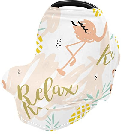 Mnsruu Rosa Flamingo Ananas Stillbezug Stillschal Autositzbezüge für Babys Säugling Dehnbar Weich Atmungsaktiv Mehrzweckbezug Ups, Geschenk für Jungen Mädchen
