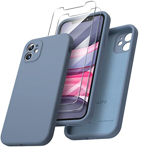 ORNARTO für iPhone 11 Hülle mit 2 Schutzfolien, Französisch Blau | Kamerashutz, Premium Flüssigsilikon, dünne Handyhülle, weich, griffig, tolle Haptik, stoß- und kratzfest, große Farbauswahl