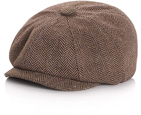 Gorra vintage para niños de tweed plana boina sombrero de taxista de conductor para niños para niños Pageboy sombreros, café, 4-7 años