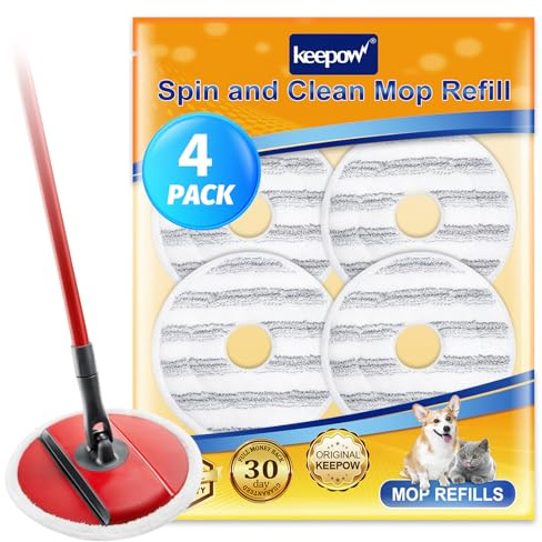KEEPOW 4 Recharge pour Vileda Spin & Clean REINIGUNGSEIMER, Microfibre | Recharge Serpillère, pour Nettoyage Spin & Clean, Absorption Efficace, élimination des Huiles, Lavable