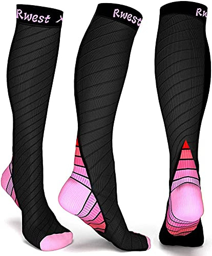 Rwest X Kompressionsstrümpfe Damen und Herren, Kompressionssocken Stützstrümpfe Compression Socks Laufstrümpfe Kompression für Sport,Laufen,Reisen,Radsport,Flug,One Paar
