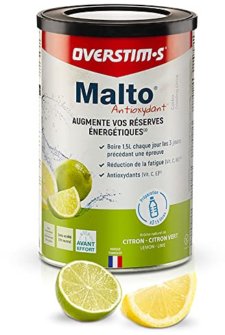OVERSTIM.s - Malto Antioxydant (450 g) - Boisson de recharge énergétique pour le sport - Augmentation des réserves énergétiques - Amélioration de la résistance et de l'endurance - Citron-Citron vert