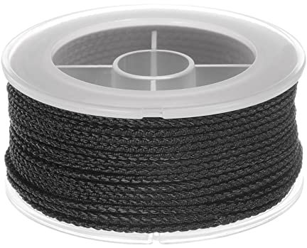 sourcing map Hilo de Nylon, Cuerda de Abalorios de Cordel, Cordón Trenzado Extrafuerte 1,6mm para Pulseras Joyería Fabricación Bricolaje Artesanía 16M/52 Pies, Negro