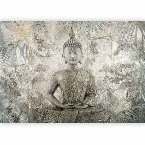 murando Fotomurales Autoadhesivo Buda 343x256 cm Papel Pintado coración | Pared Murales Pegatina corativos adhesivos 3d Fotográfico Oriental Zen Flores Hojas