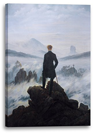 Leinwandbild (30x40cm) Caspar David Friedrich: Wanderer über dem Nebelmeer, Leinwand auf Keilrahmen gespannt und fertig zum Aufhängen, hochwertiger Kunstdruck aus deutscher Produktion