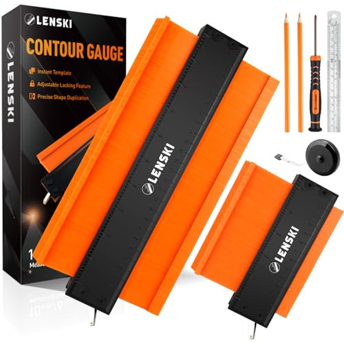 Lenski Regalo Uomo, Replicatore di Contorno 25 cm, Idee Regalo Uomo Compleanno, Regali Uomo, Dima per Angoli 1 pcs, Regalo Anniversario per Lui, Calibro Copiatore, Righello Contorno