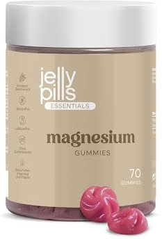 Jelly Pills Gominolas de Magnesio 180 mg + Vitamina B6-70 Gummies Veganas - Sin Azúcares Añadidos - Sabor Frutos del Bosque - Reduce Cansancio & Fatiga