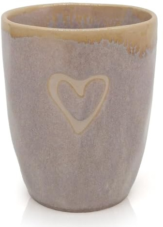 Mea-Living STONEWARE Becher sand Herz, handgemachtes Steingut, 280 ml, wunderschönes handmade Geschirr