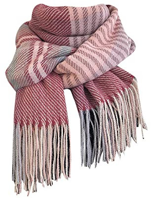 Schalen Damen, Quadratisch Hochzeit Kariert Tücher Trachtentücher Beige Weich Winter Warm Winterschal Halstücher Dicke Einfarbig Fransen Damenschal Schal
