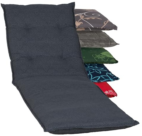 Beo Auflage Gartenliege UV-beständig Barcelona | Made in EU nach Öko-Tex Standard | Atmungsaktive Sonnenliege Auflage in Dunkel-Blau Gemustert