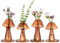 NiHome Lot de 4 pots de fleurs en verre borosilicate durable avec base en bois pour fleurs, culture hydroponique et décoration d'intérieur (marron)