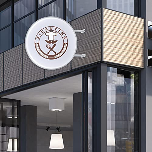 KinHall LED Leuchtkasten Doppelseitig 60cm Rund Leuchtreklame Lichtwerbung Leuchtschild für Restaurants Zweiseitig Beleuchtet Circular Lichtbox