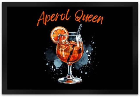 speecheese Aperol Queen Fußmatte XL in 40x60 cm Trinkglas-Design Cocktailglas-Motiv Orange Aperitif Alkohol Sommergetränk Stil Fußmatte XL in 40x60 cm für Aperol-Liebhaber