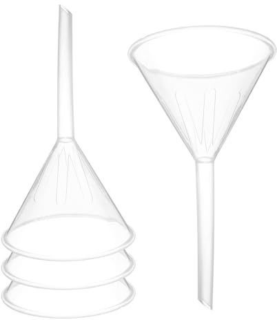 PATIKIL 3.5 Pulgadas Embudo De Plástico Transparente 4 Pcs Embudo De Transferencia Multiusos Con Boca Ancha Y Pico Largo Para Llenar Botellas De Agua Líquido Laboratorio Especias