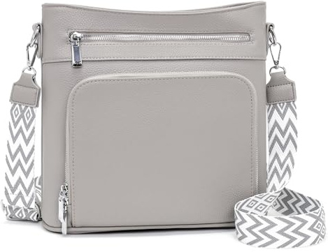 Atgbiem Handtasche Damen Mittelgroß Umhängetasche Vegan Leder Taschen Damen Crossbody mit Geldbörsenfunktion Grau