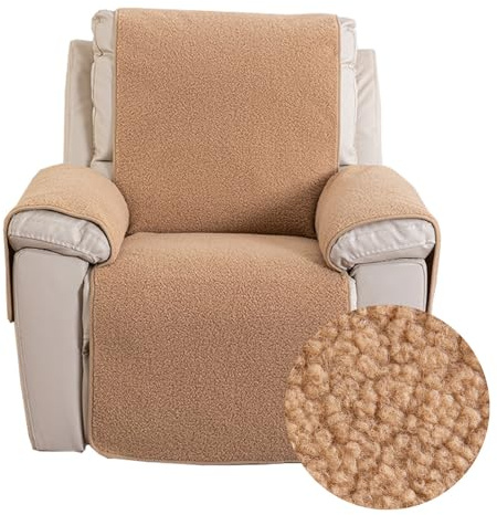 FANSU Sofa Armlehnenbezüge Lamm Samt, Sesselschoner für Relaxsessel Sesselauflage, Fernsehsessel Schutzbezug, 1 Sitzer Sofa Bezüg Sesselüberzug für Zuhause mit Haustieren (Kamel,S: 56x207cm)