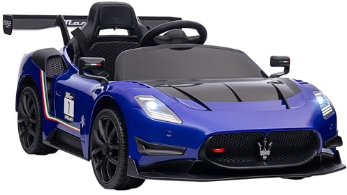 AIYAPLAY Kinder Elektroauto 12 V Kinderauto mit 2,4G Fernbedienung, Musik, Hupe, Vier stoßdämpfende Räder, Elektrofahrzeug mit Lichten, Stützräder, Sanftstart, 3-5 km/h, für Kinder 3-5 Jahre, Blau