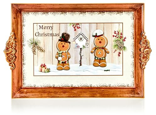 Premier Decorations Plateau de service en pain d'épices de Noël – 39 cm x 25 cm – Idée cadeau pour Noël – Thème pain d'épices, design britannique, pour nourriture et boissons
