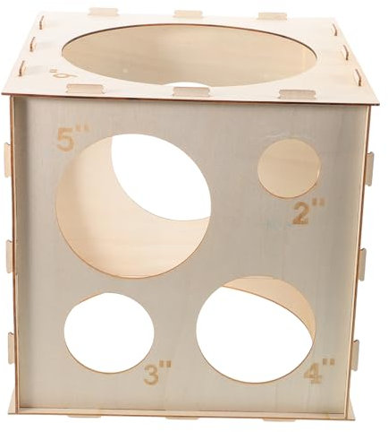 ifundom Caja Medidora de Globos de Madera Cubo Medidor de Globos Herramienta de Medición de 9 Agujeros para Decoraciones Fácil de Usar