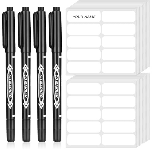 Smivyhp 200 Stück Namensaufkleber für Kinder mit 4 Stück Stift, 45 x 15 mm | Kleidungs Etiketten Wasserdicht Namensetiketten Namensschilder Selbstklebend Klebeetiketten für Kleidung Schuluniform